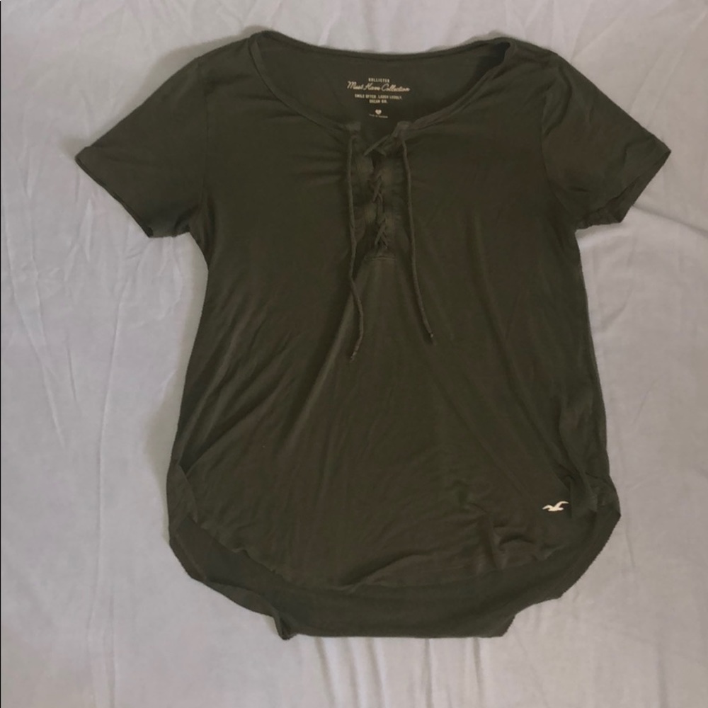 dark green lace-up top